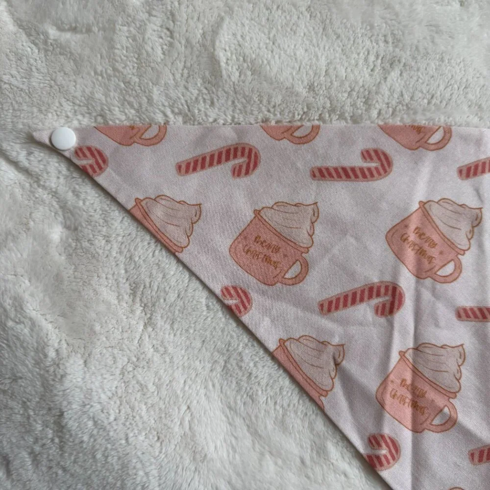 NWT Loic by Design Christmas Dog Bandana with Candy Canes, Pink + Red, Size M